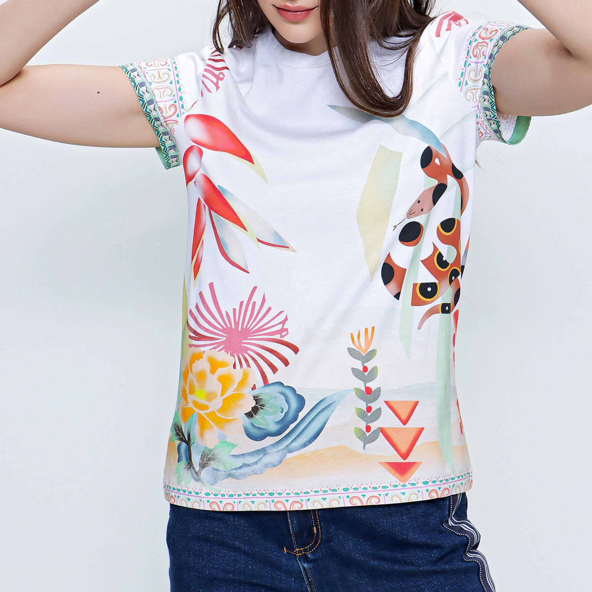 Etro - White and Multicolor Animal Printed T shirt 